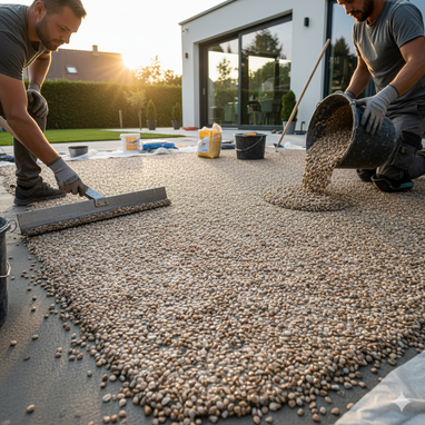 Pose de moquette de pierre